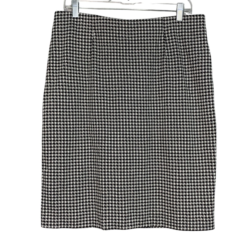 J. Jill‎ Ponte Pencil Skirt Houndstooth Black White M Tall